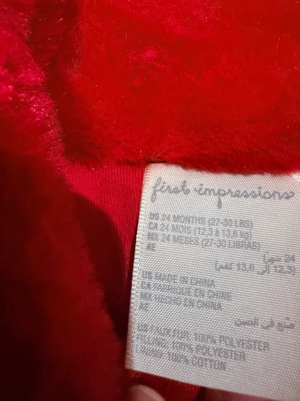 First Impressions toddler girl warm furry red coat